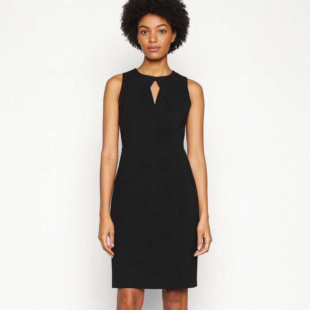 Reiss Sleeveless Keyhole Sheath Dress Mesh Detail Black Size US 10
